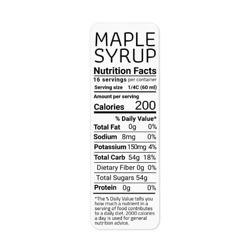 2021 Return Address Maple Syrup Nutrition White Label