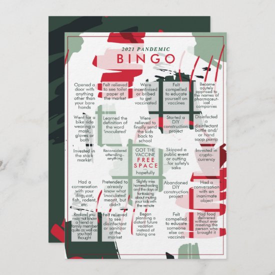 2021 Rona Pandemic BINGO Funny Flat Christmas Card