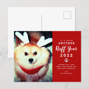 2021 Ruff Year Funny Christmas Dog Photo Holiday Postcard