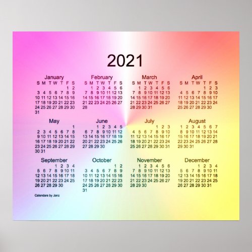 2021 Sangria Shimmer Wall Calendar by Janz Poster