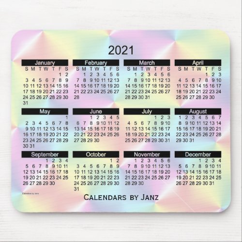 2021 Satin Rainbow Bold Calendar by Janz Mouse Pad