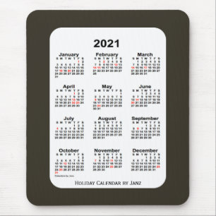 2021 Sepia Blue Holiday Calendar by Janz Mouse Pad