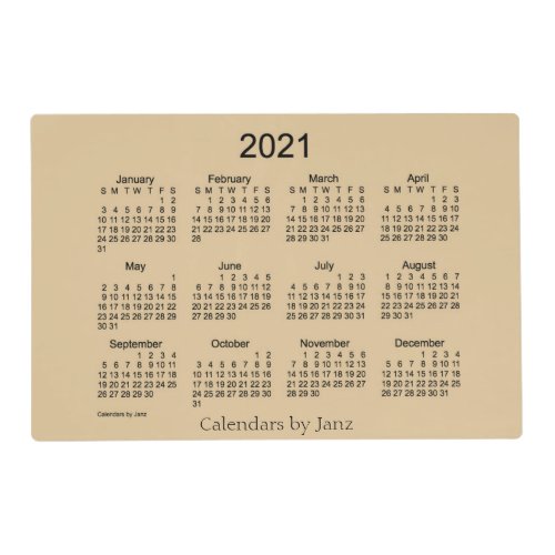 2021 Sepia Laminated Calendar by Janz Placemat