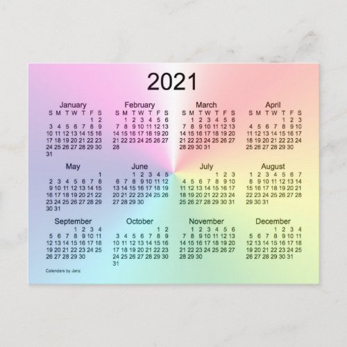 2021 Shimmer Mini Calendar by Janz Postcard