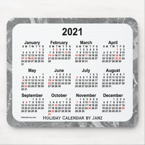 2021 Silver Holiday Art Calendar by Janz Mouse Pad