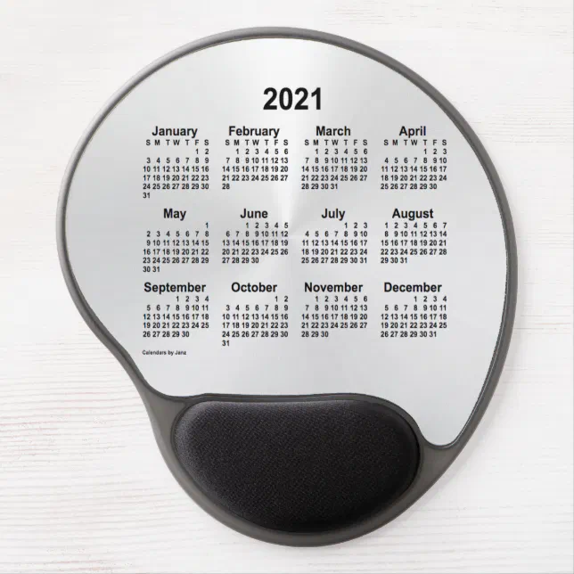 2021 Silver Shimmer Calendar By Janz Gel Mouse Pad Zazzle 0585