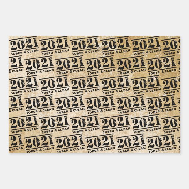 2021 Sober & Clean Celebrate Recovery Sobriety Wrapping Paper Sheets (Front)
