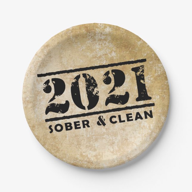 2021 Sober & Clean Celebrates Recovery Sobriety Paper Plates (Front)