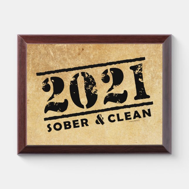 2021 Sober & Clean Recovery Sobriety Encouragement Award Plaque (Horizontal)