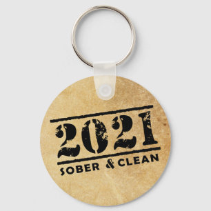 2021 Sober & Clean Recovery Sobriety Encouragement Keychain