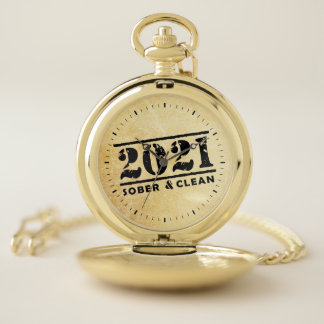 2021 Sober & Clean Recovery Sobriety Encouragement Pocket Watch