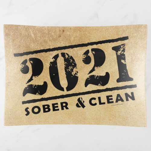 2021 Sober  Clean Recovery Sobriety Encouragement Trinket Tray