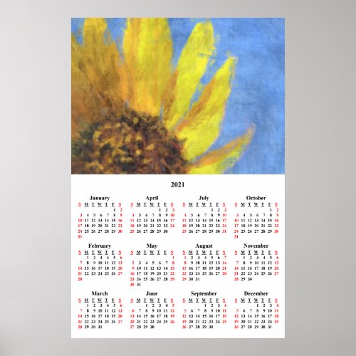 2021 Sunflower Impressions Wall Calendar Poster