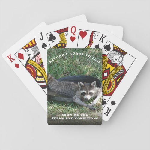 2021 Terms and Conditions  Cute Raccoon New Years Poker Cards
