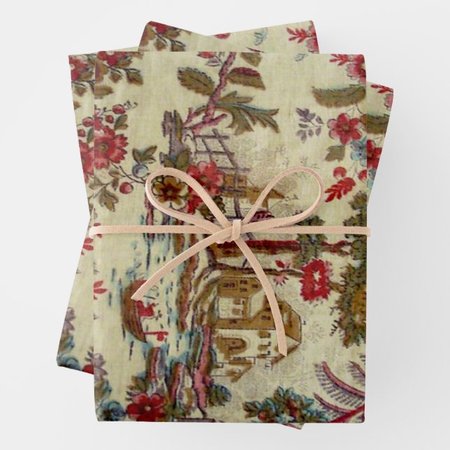 2021 Toile de Jouy  Wrapping Paper Sheets (In situ)