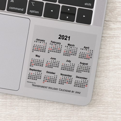 2021 Transparent Holiday Calendar by Janz Sticker