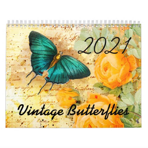 2021 Vintage Butterflies and Flowers Calendar