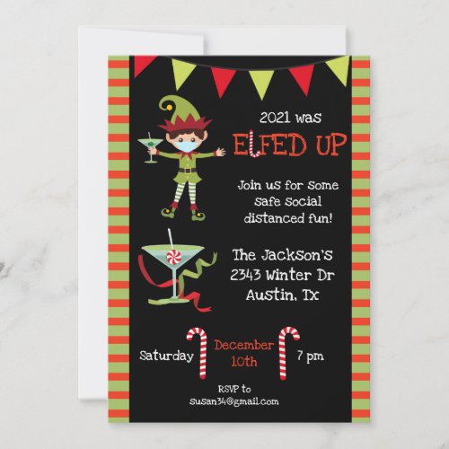 2021 was Elfed Up Funny Cocktail Party Christmas Invitation