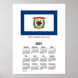 2021 West Virginia Flag Holiday Calendar by Janz Poster