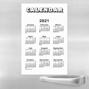 2021 White Calendar by Janz 11 x 17 Magnetic Dry Erase Sheet