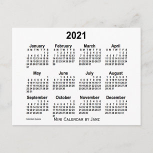 2021 White Mini Calendar by Janz Postcard