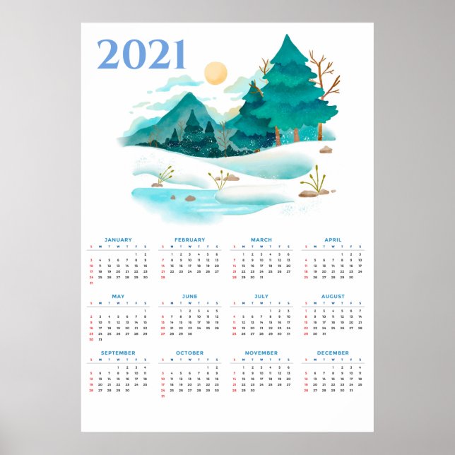 2021 Winter Landscape Calendar Poster (Front)