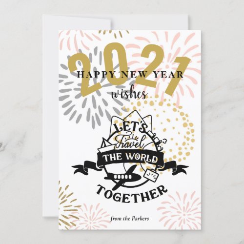 2021 WISHES  Lets Travel The World Together Holiday Card