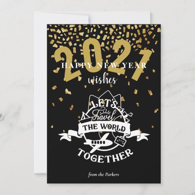 2021 WISHES | Let's Travel The World Together Holiday Card (Front)