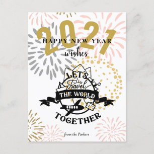 2021 WISHES Let's Travel The World Together Holiday Postcard
