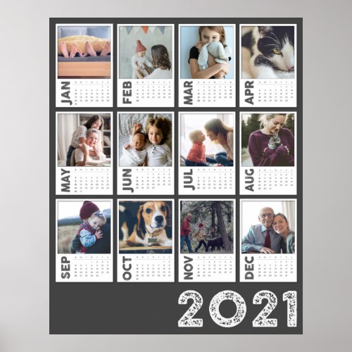 2021 Year Calendar Modern Photo Collage Poster