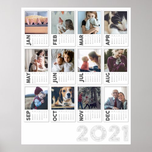 2021 Year Calendar Modern Photo Collage Poster