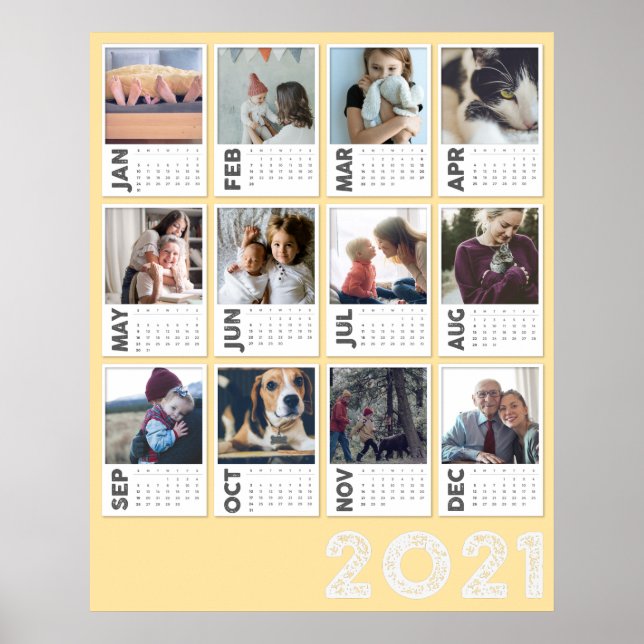 2021 Year Calendar Modern Photo Collage Poster (Front)