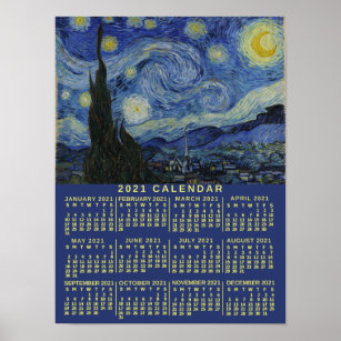 2021 Year Calendar Starry Night or Add Your Photo Poster