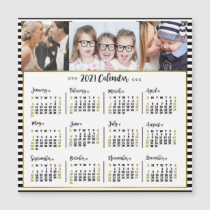 2021 Year Calendar Stripes   Custom Photos Magnet