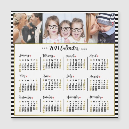 2021 Year Calendar Stripes  Custom Photos Magnet
