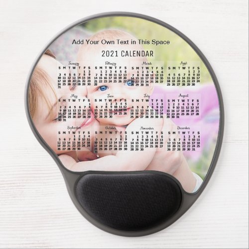 2021 Year Monthly Calendar Black Add Custom Photo Gel Mouse Pad