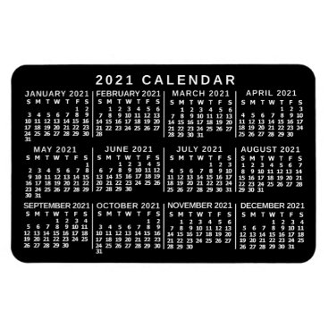 2021 Year Monthly Calendar Classic Black and White Magnet