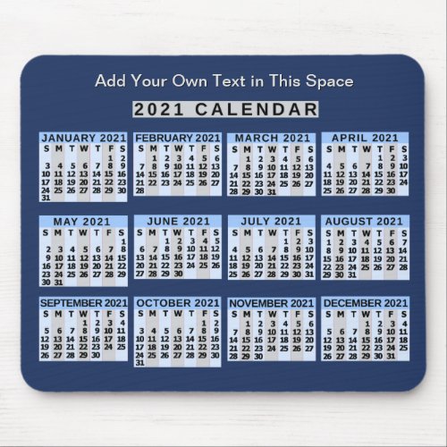 2021 Year Monthly Calendar Easy to Read Business Mouse Pad
