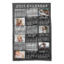 2021 Year Monthly Calendar Photo Collage Mod Black Kitchen Towel