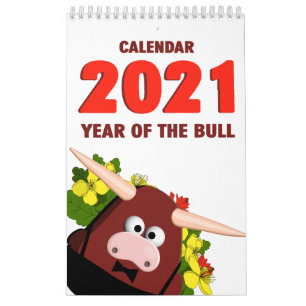 2021 Year Of The Bull Funny Longhorn Cartoon Humor Calendar