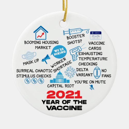2021 Year Of The Vaccine Funny christmas Ceramic Ornament
