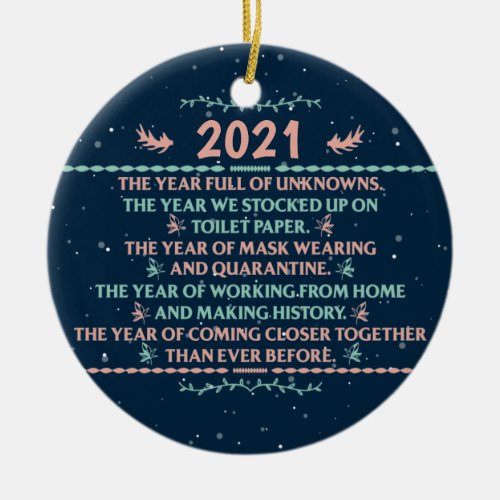 2021 Year To Remember Christmas quarantine Ceramic Ornament