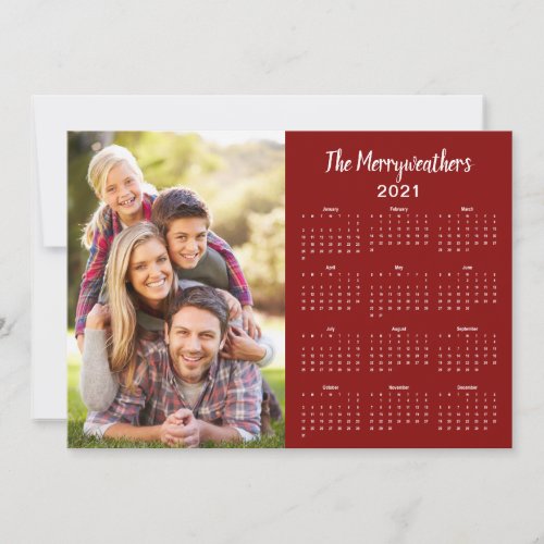 2021 Yearly Family Photo Calendar Holiday Card