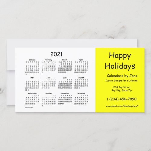 2021 Yellow  Business Calendar by Janz Happy Holiday Card