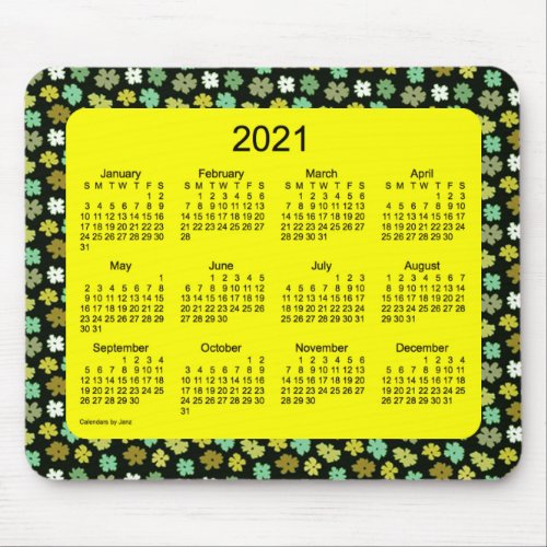 2021 Yellow Flower Power Calendar by Janz Mouse Pad