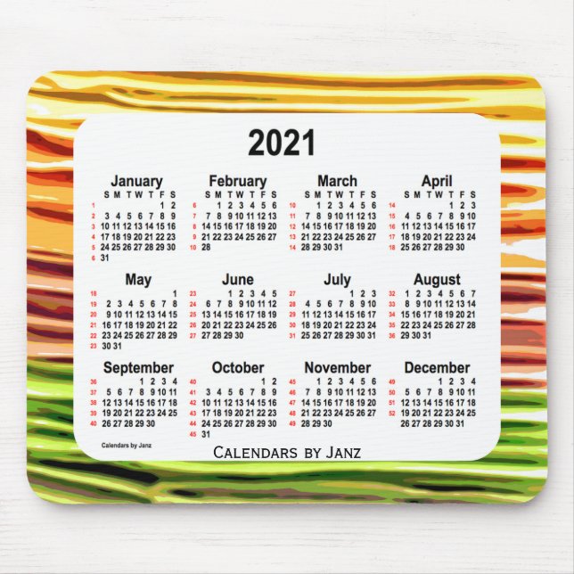 2021 Yellow Frosting 52 Weeks Calendar by Janz Mouse Pad (Front)