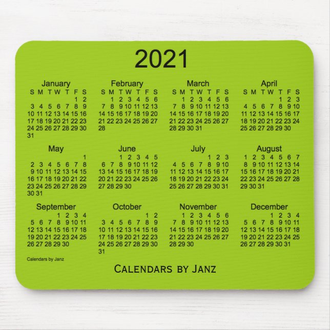 2021 Yellow Green Calendar by Janz Mouse Pad (Front)