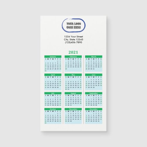 2021 Your Logo Branded Green Calendar