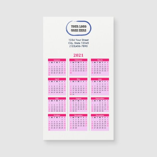 2021 Your Logo Branded Pink  Calendar