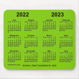 2022-2023 School Year Yellowgreen Calendar by Janz Mouse Pad